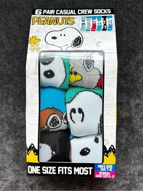 NIB Peanuts 6-Pack Casual Crew Sock